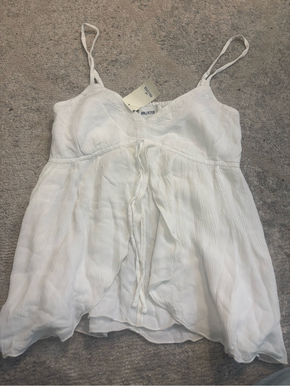 Hollister White Spaghetti-Strap Tie-Front Camisole